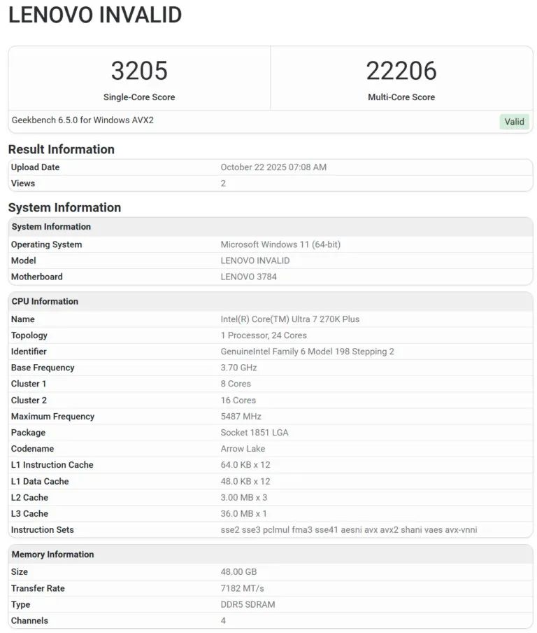 Core Ultra 7 270K Plus