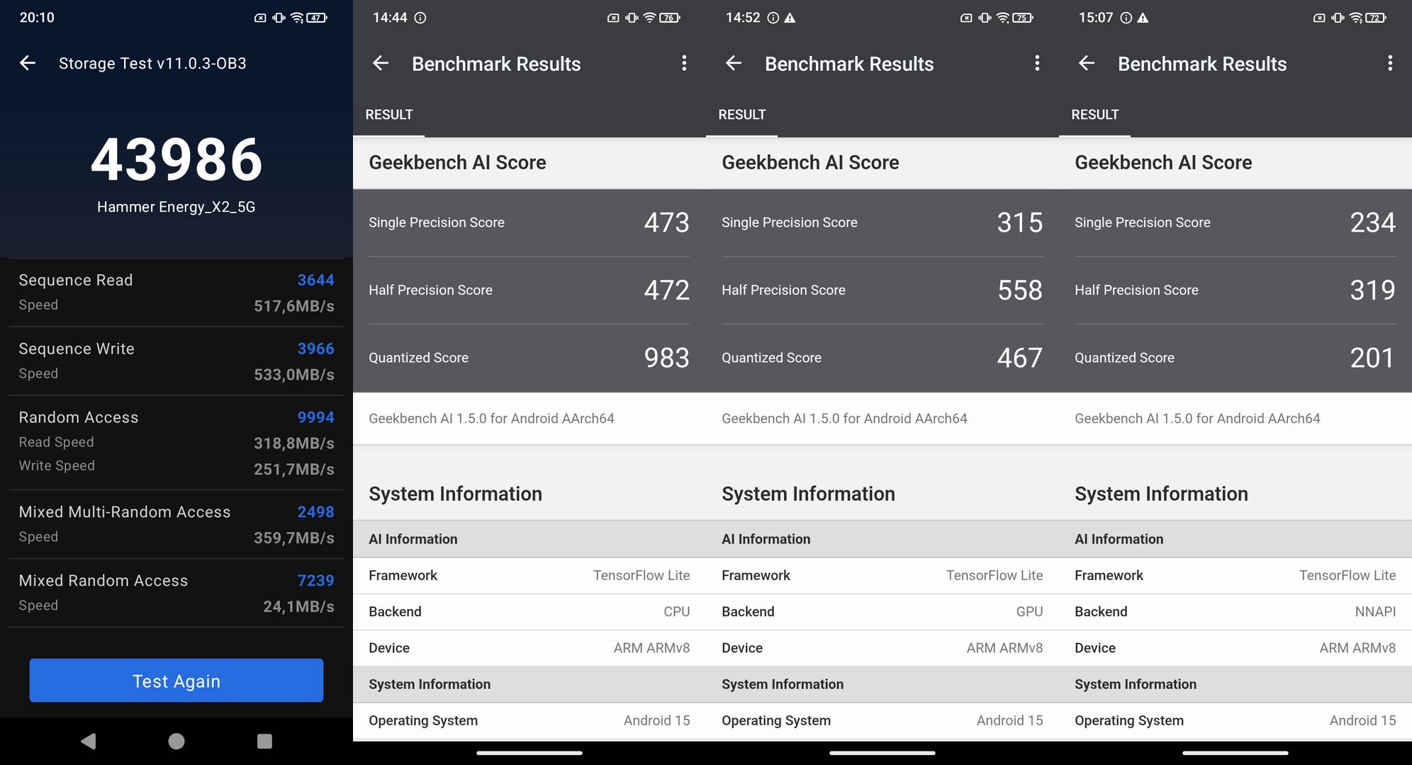 Hammer Energy X2 5G - benchmarki