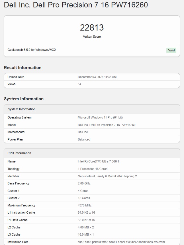 Panther Lake Geekbench