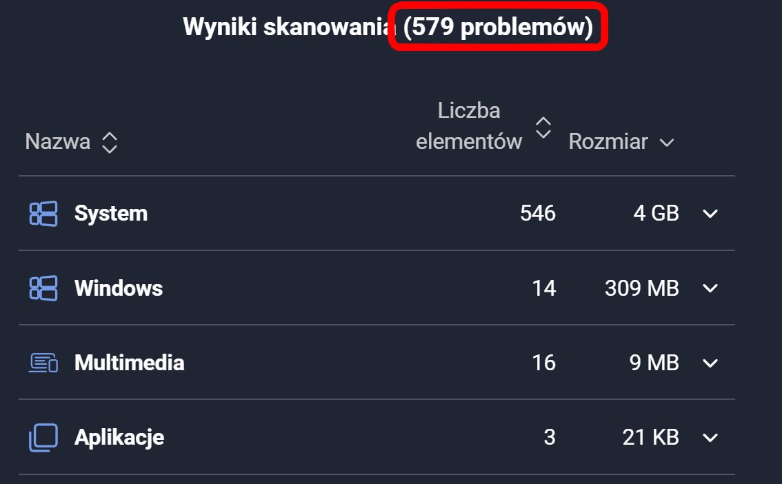 Problemy po skanowaniu