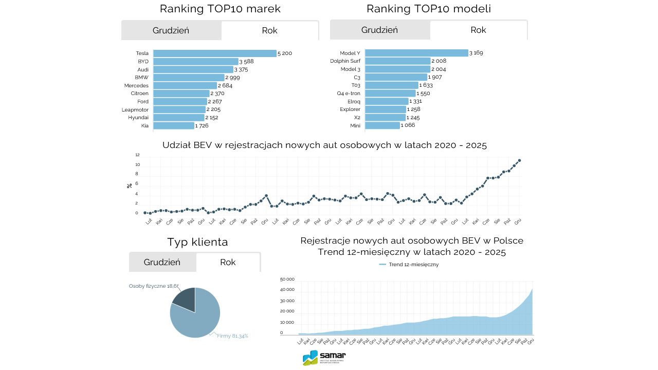 Raport sprzedaży samochodów elektrycznych (SAMAR)