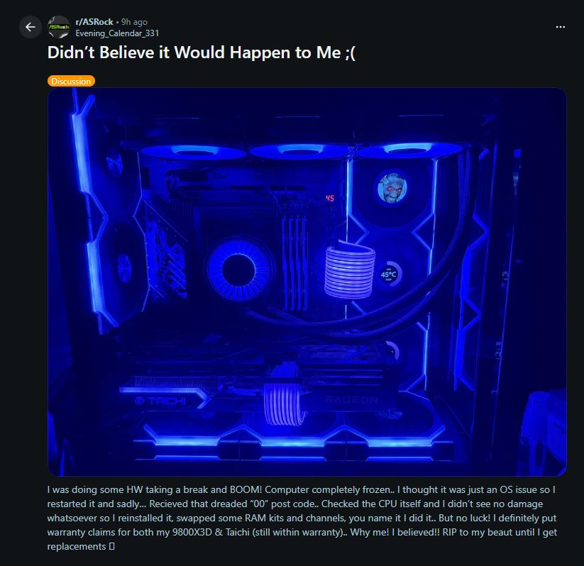 Pięć kolejnych przypadków awarii procesorów Ryzen 9000 na płytach ASRock