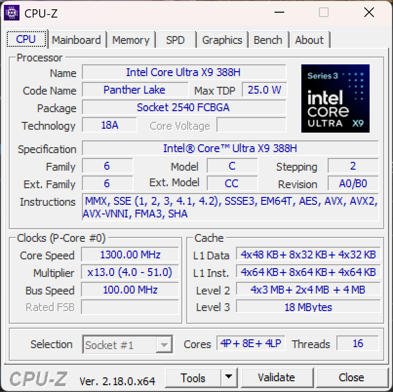 Intel Core Ultra X9 388H