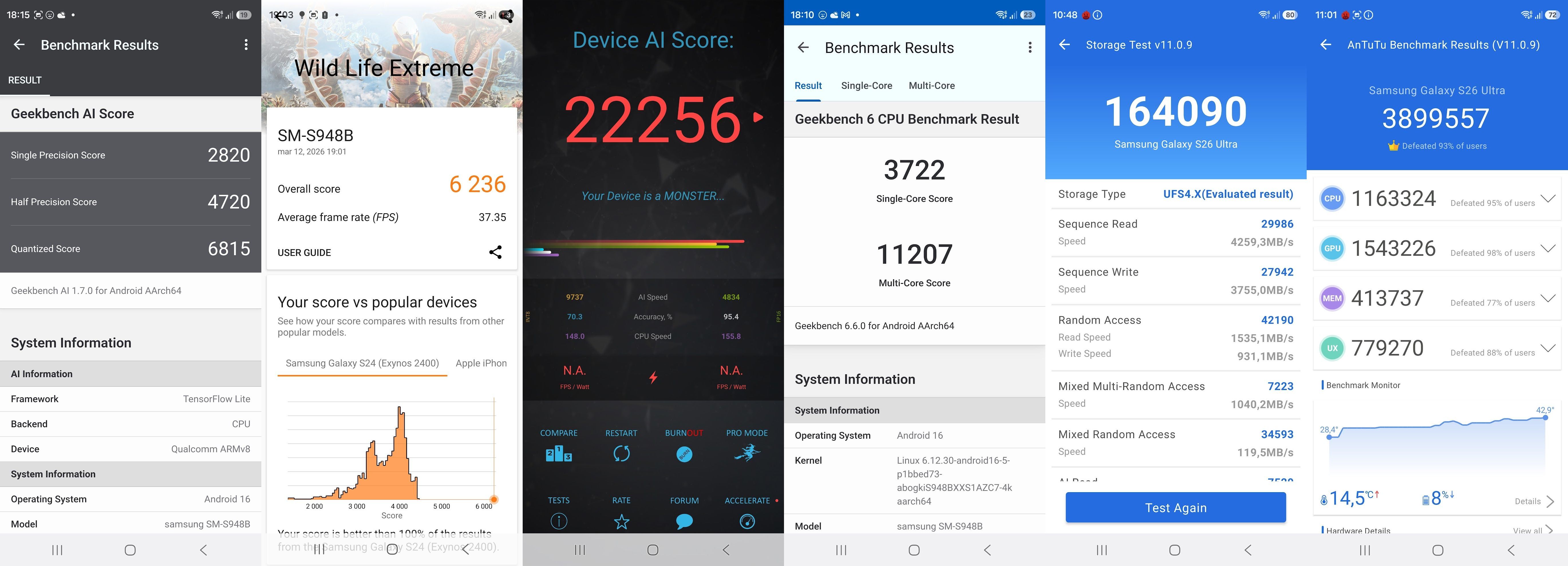 Samsung Galaxy S26 Ultra - benchmarki i temperatury