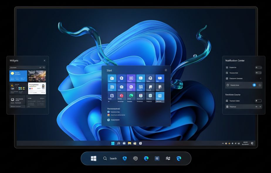 Wizualizacja pulpitu Windows 12 wedle Gemini