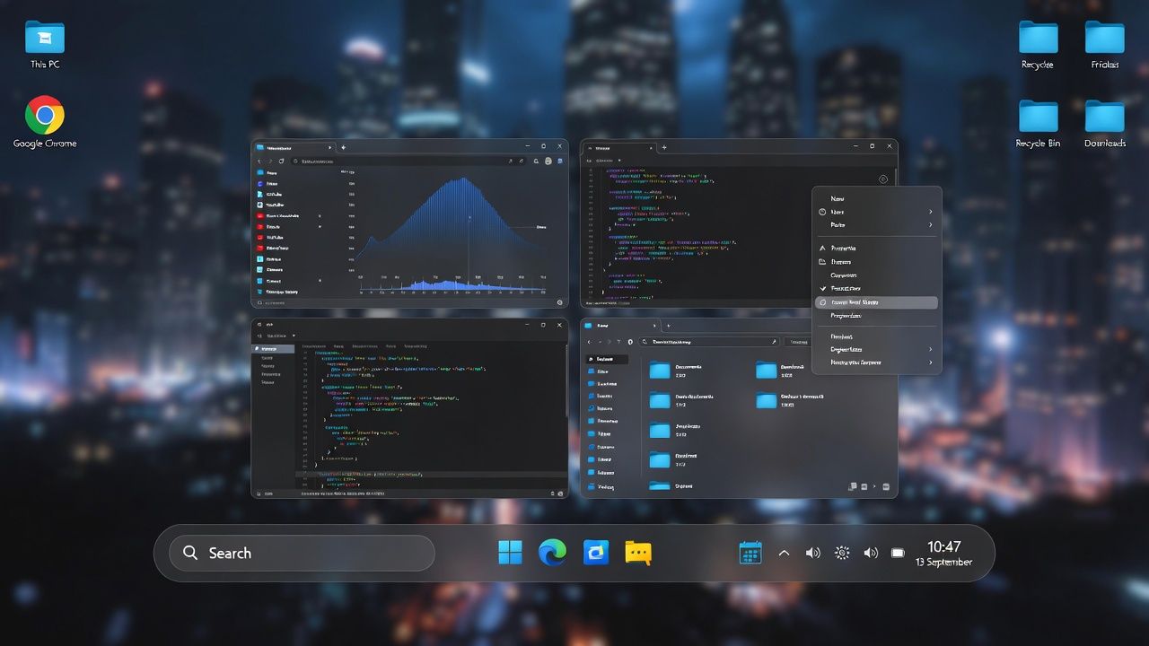 Wizualizacja pulpitu Windows 12 wedle Groka