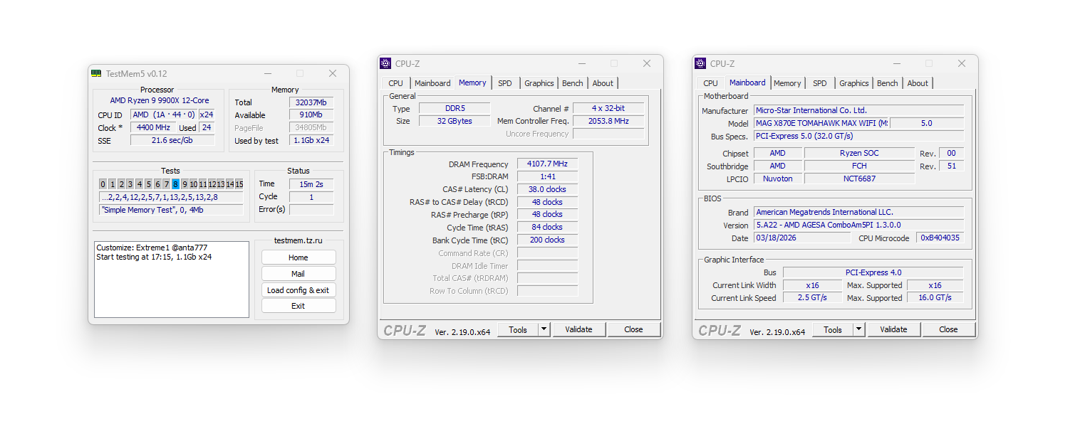 Test MSI MAG X870E TOMAHAWK MAX WIFI