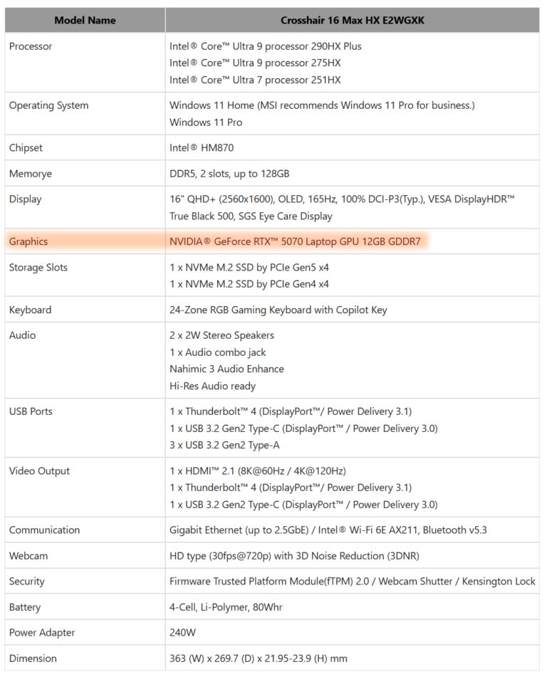 msi crosshair 16 max