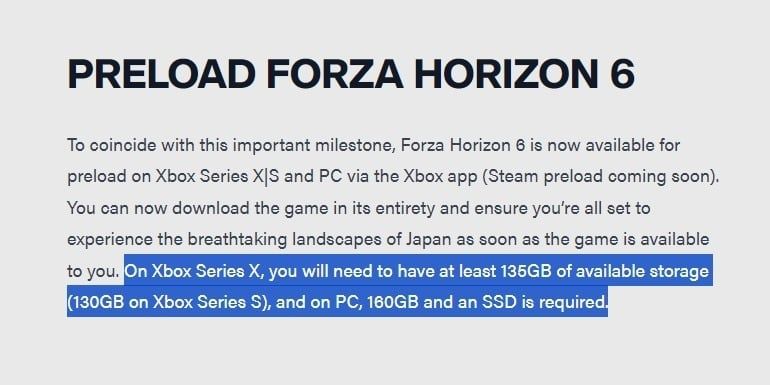 Forza Horizon 6 - rozmiar