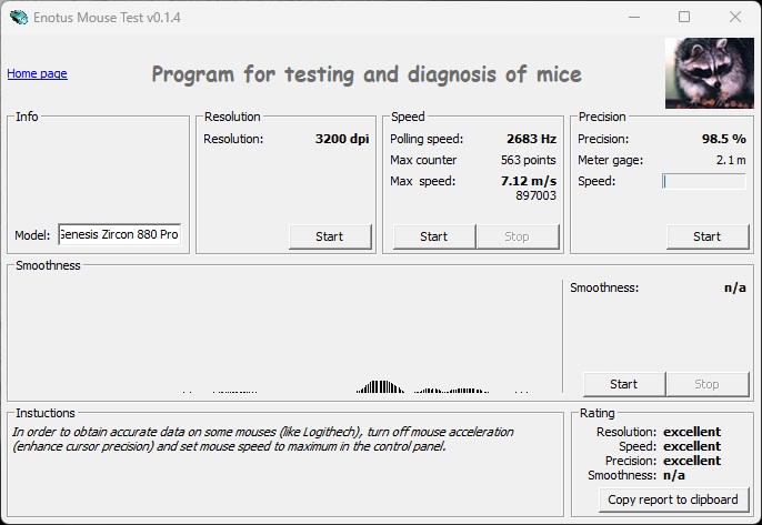 Enotus Mouse Test Zircon 880 Pro