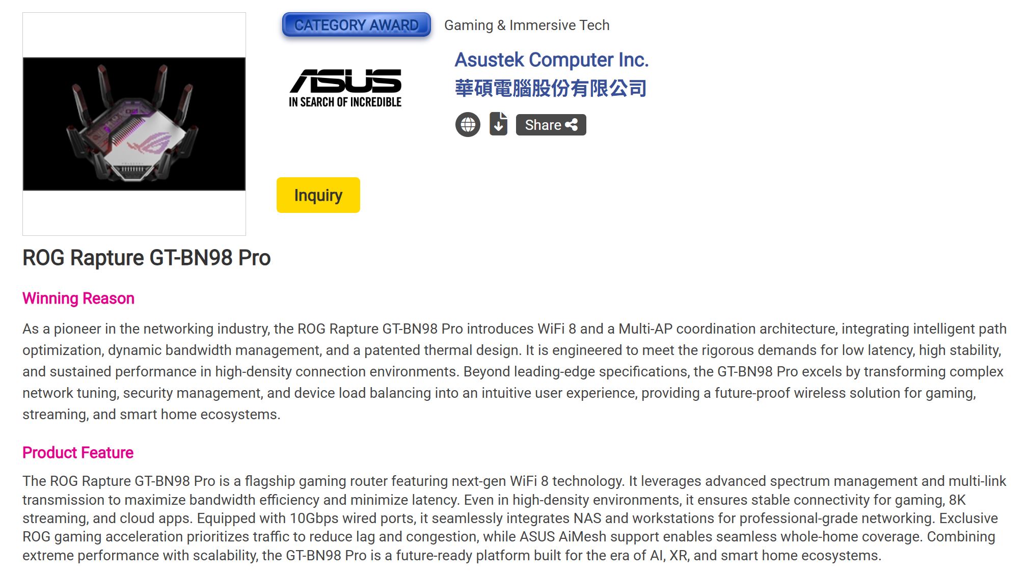 Asus ROG Rapture GT-BN98 Pro