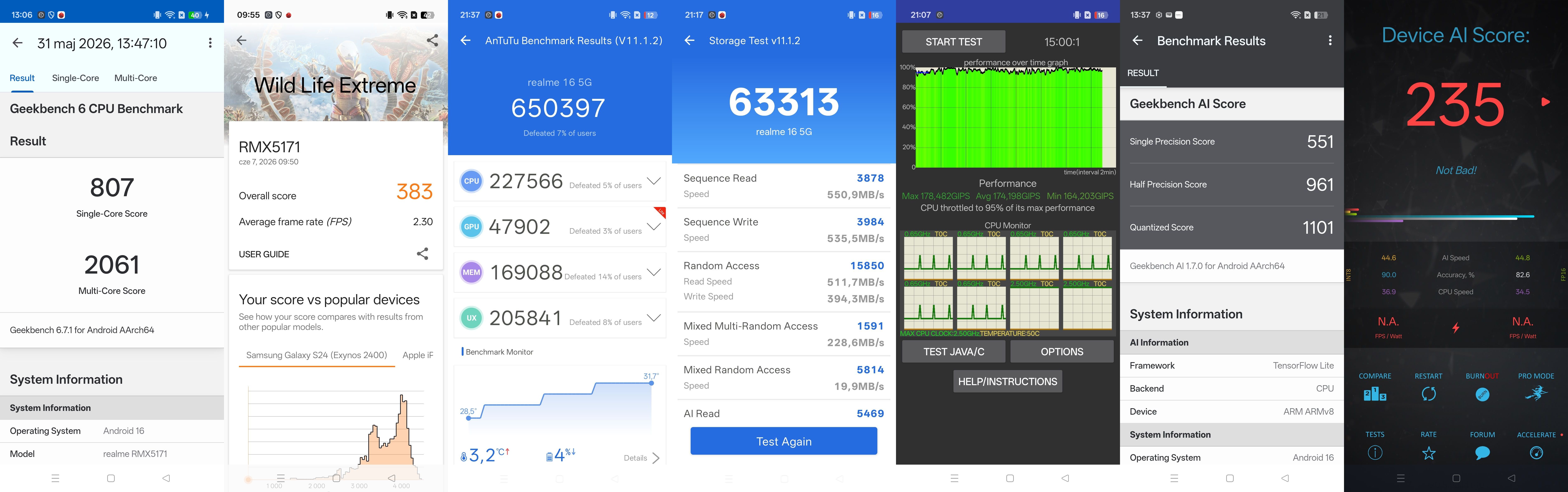 realme 16 - benchmarki i temperatura