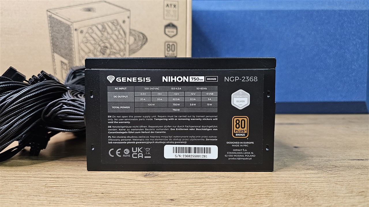 Genesis Nihon 750NM - tabliczka znamionowa