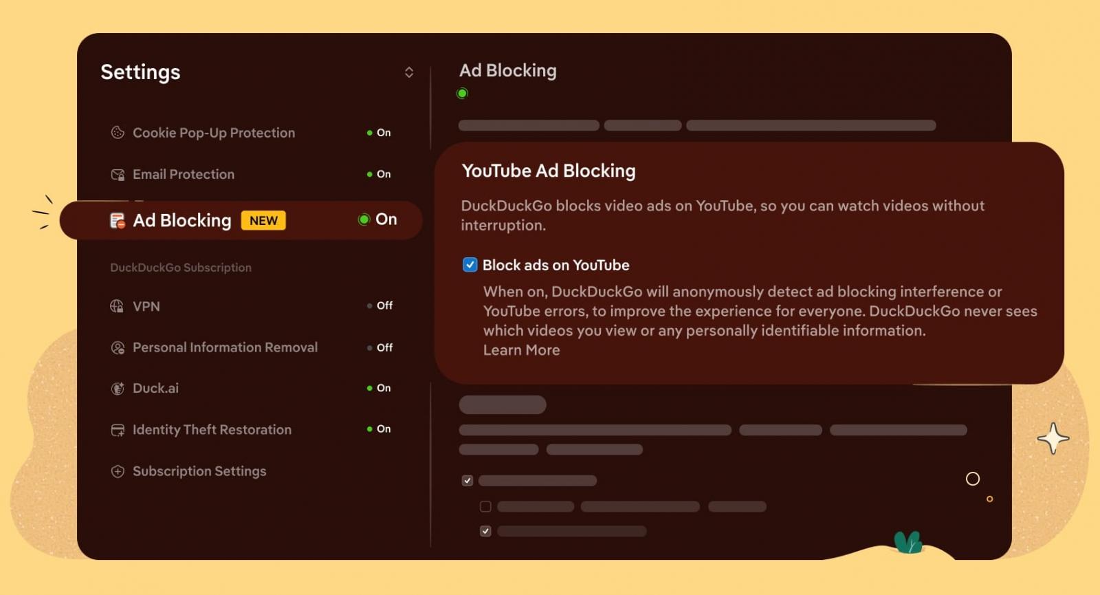 DuckDuckGo blokada reklam YouTube