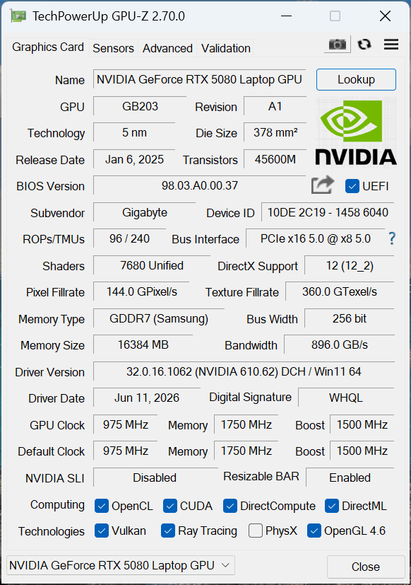 GIGABYTE GAMING A18 PRO GA8J