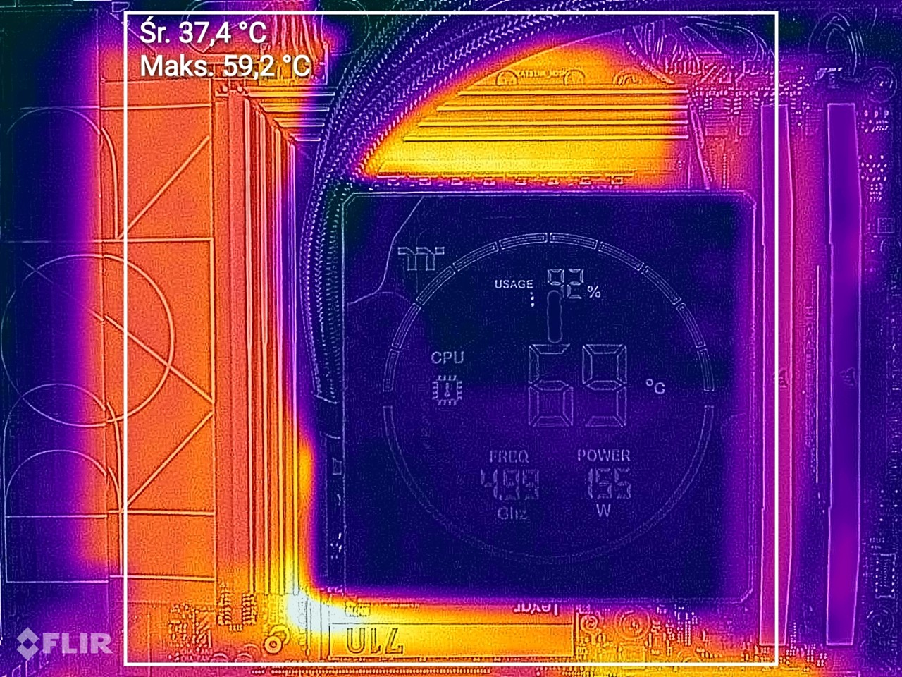 Thermaltake TH360-S V3 ARGB Sync termowizja sekcji zasilania