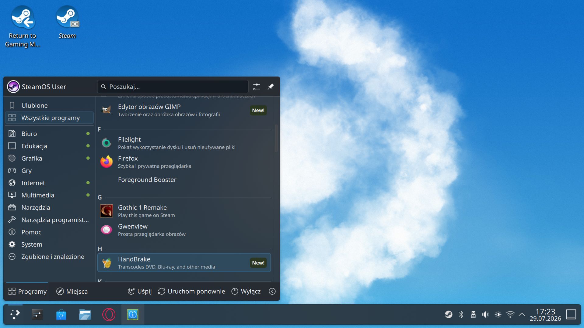Uruchamiacz programów Steam OS