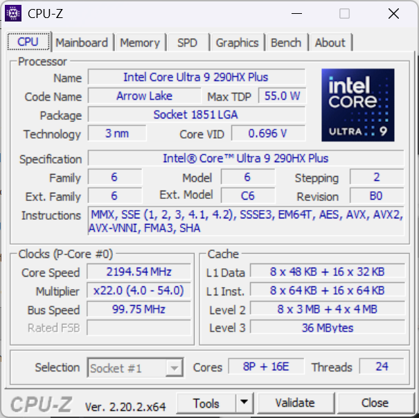 Intel Core Ultra 9 290HX