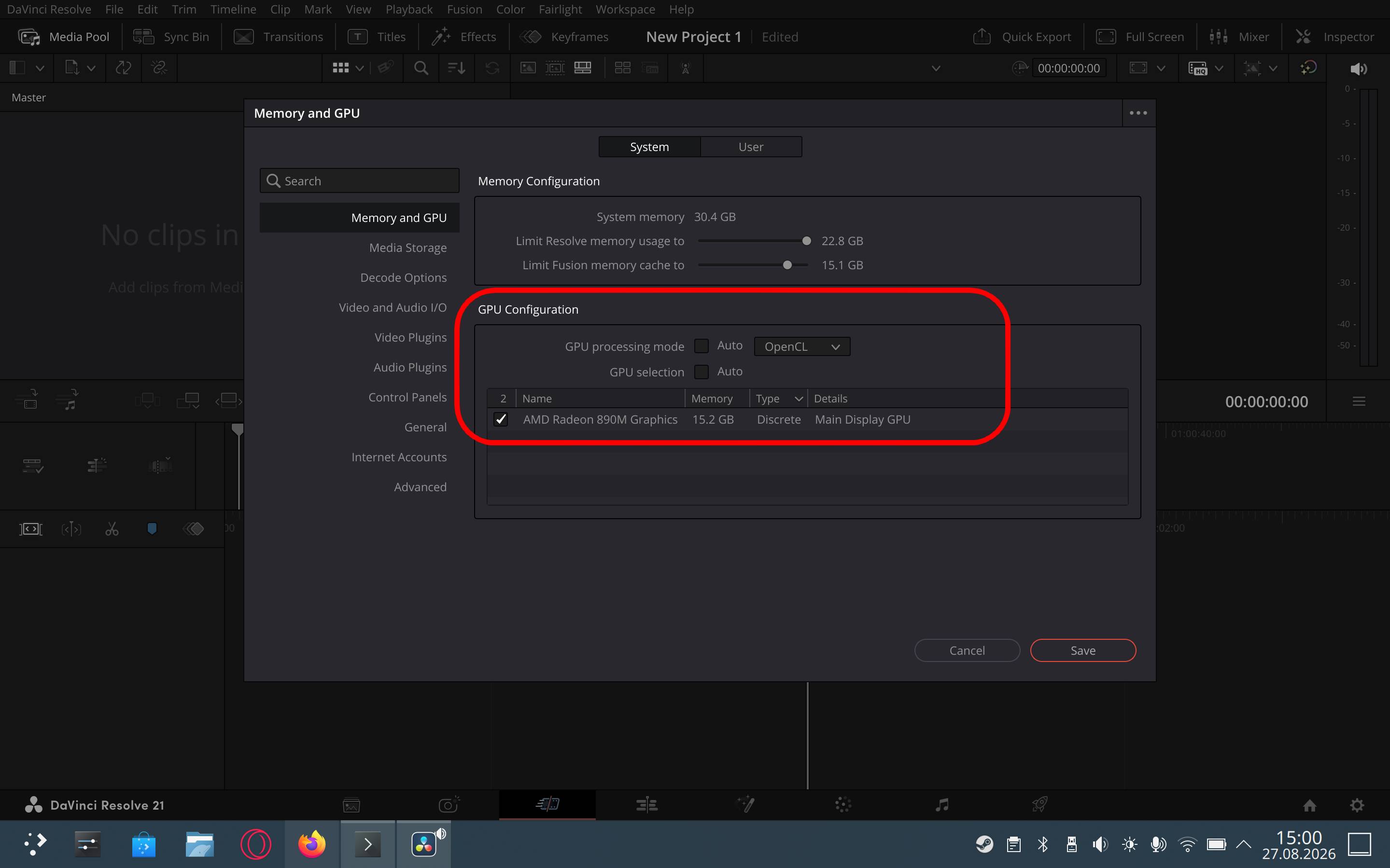 ustawienia DaVinci Steam OS
