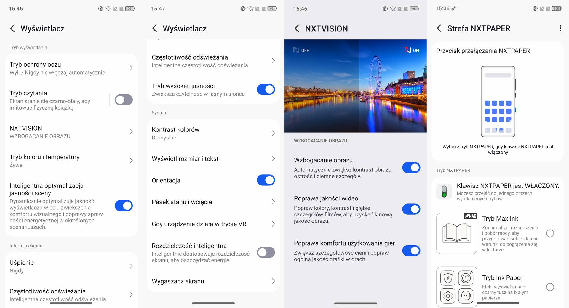 TCL NXTPAPER 70 Pro - ustawienia ekranu