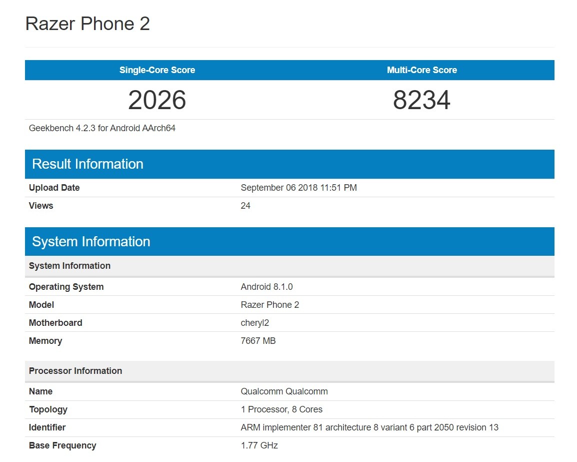 Razer Phone 2 - nowe przecieki ujawniają specyfikację smartfona