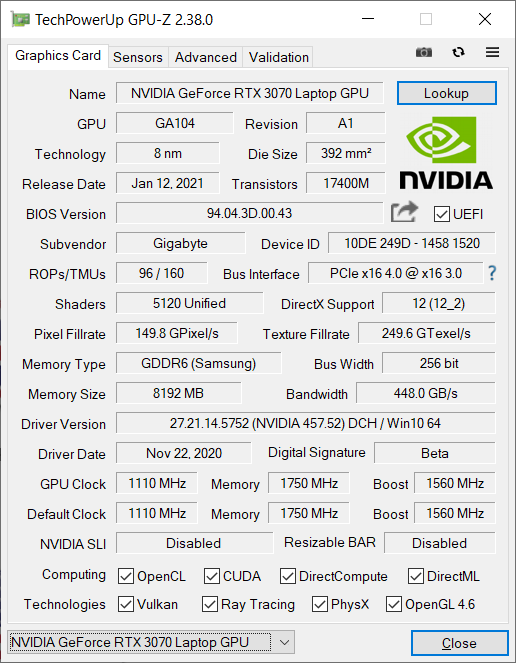 Test laptopa Gigabyte AORUS 15P XC. Na co naprawdę stać mobilną wersję GeForce'a RTX 3070?