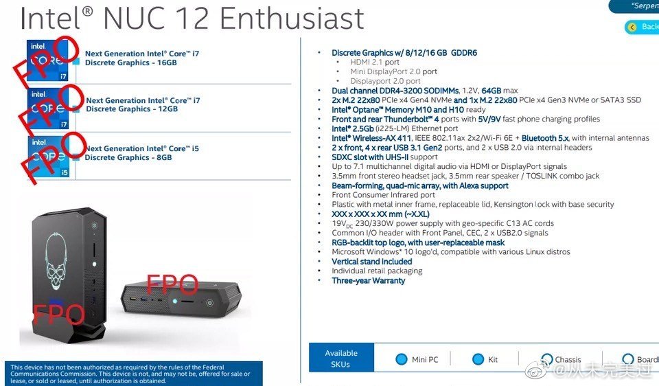 Intel NUC 12 Enthusiast - mini PC otrzymać ma CPU Alder Lake i GPU DG2