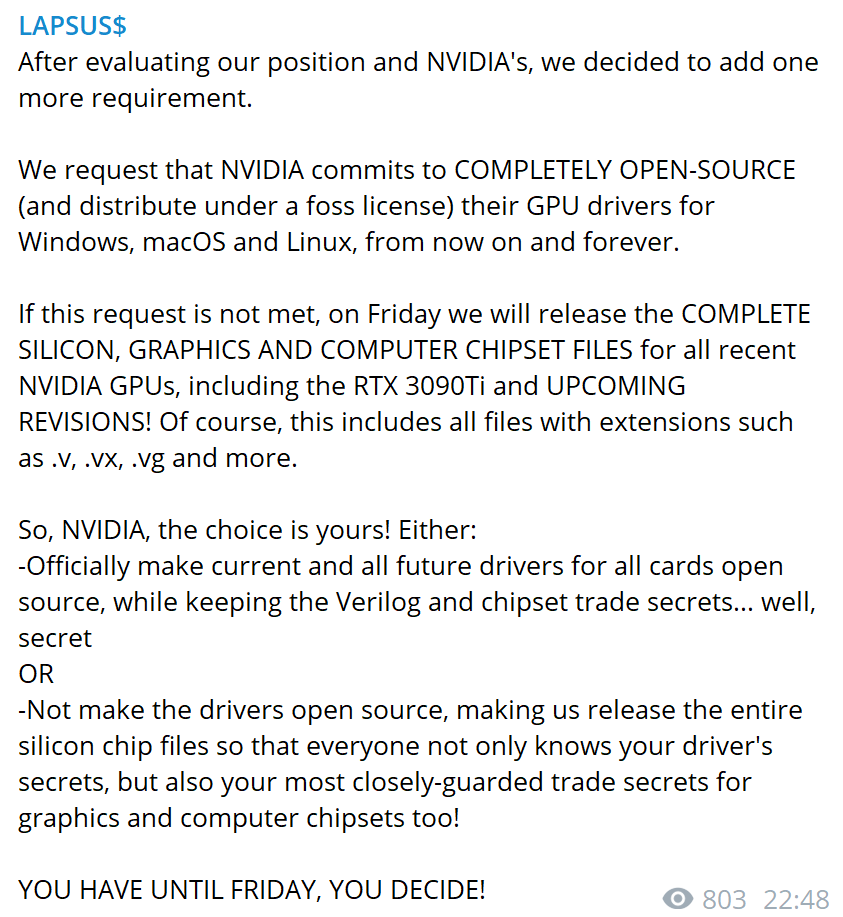 Hakerzy żądają od NVIDII, by ta udostępniła sterowniki w formie open source