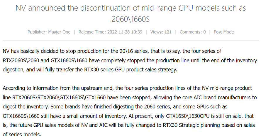 Kolejne źródła potwierdzają zakończenie produkcji jednych z najpopularniejszych grafik NVIDII