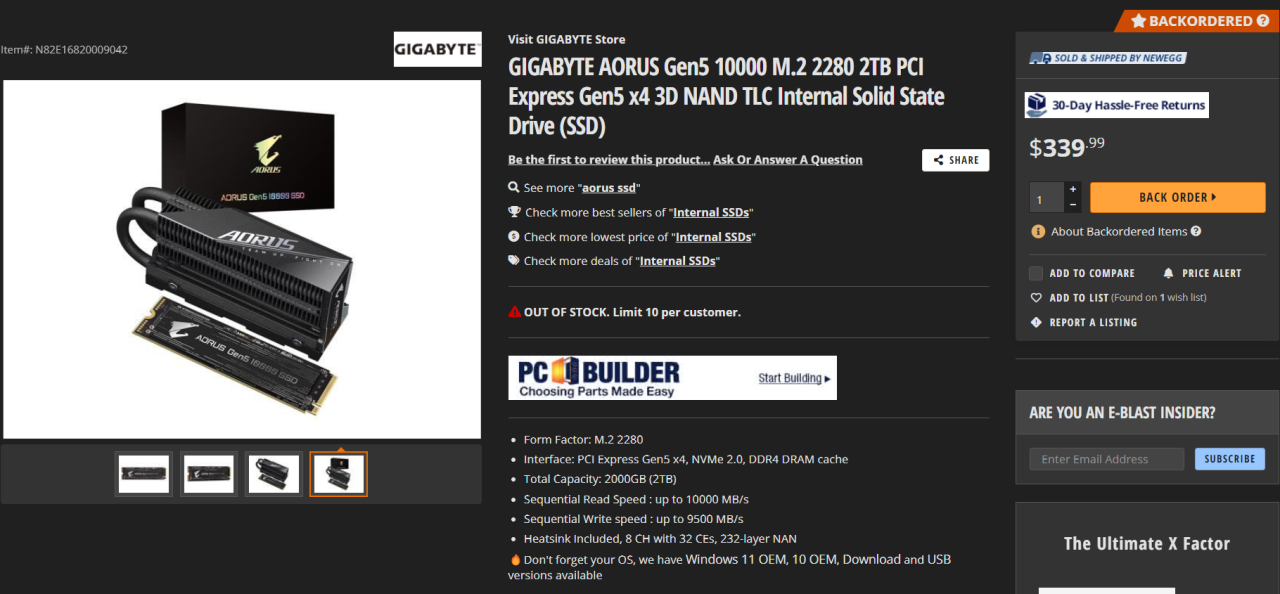 Gigabyte Aorus Gen5 10000 - poznaliśmy cenę dysku SSD PCIe 5.0
