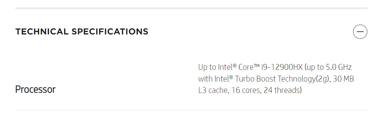 Intel Core i9-12900HX w specyfikacji HP Omen 17