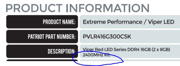 Patriot Viper LED Ram blad specyfikacja