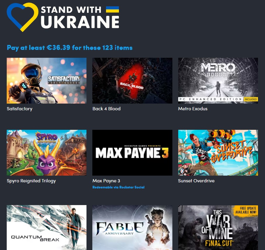 Humble Bundle udostępnia ogromny pakiet gier. Dochód zostanie przeznaczony na pomoc Ukrainie
