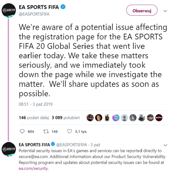 Wyciek danych podczas rejestracji FIFA 20 Global Series. EA wyjaśnia sprawę