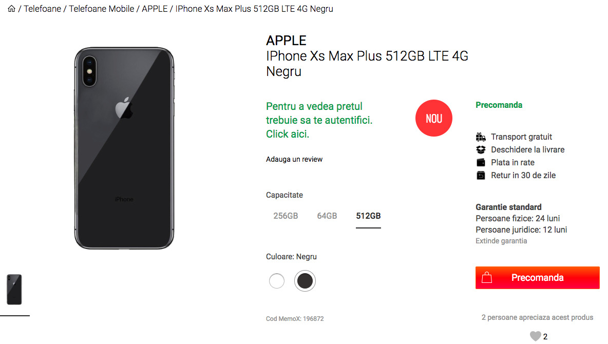 iiPhone Xs, iPhone Xs Max Plus dostrzeżone w rumuńskim sklepie internetowym