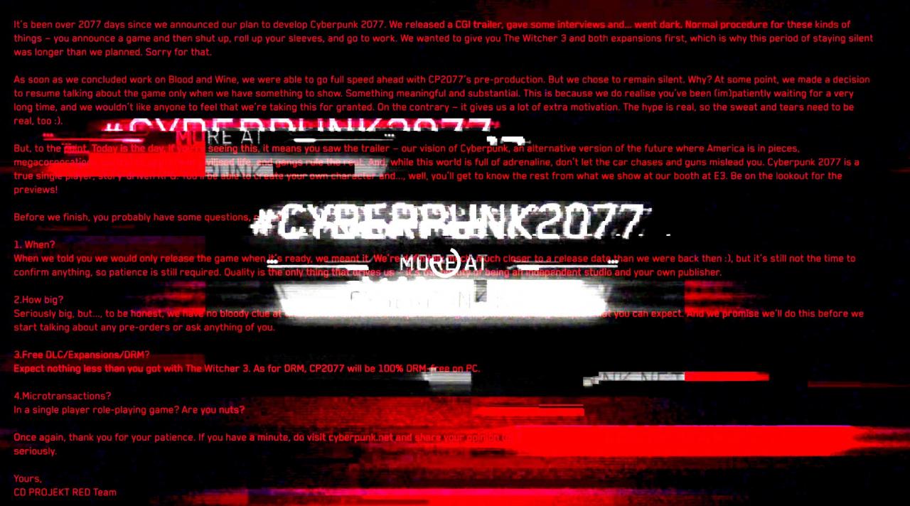 Trailer Cyberpunk 2077 zawiera ukrytą wiadomość