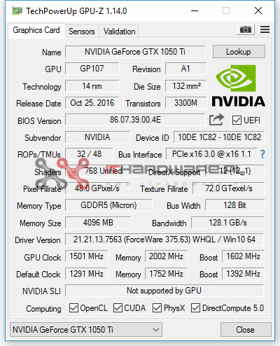 Test karty graficznej Palit GeForce GTX 1050 Ti KalmX
