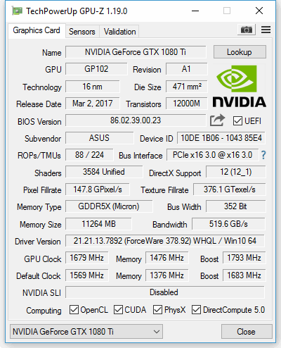 Test Nvidia GeForce GTX 1080 Ti