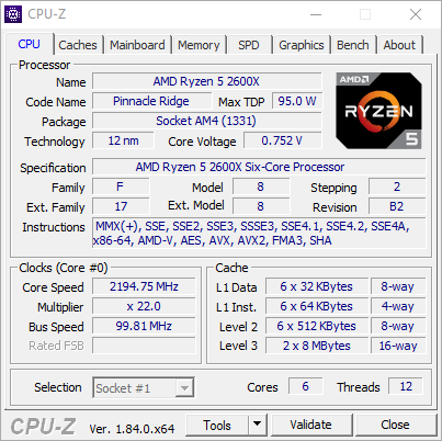 Test procesora AMD Ryzen 5 2600X Pinnacle Ridge