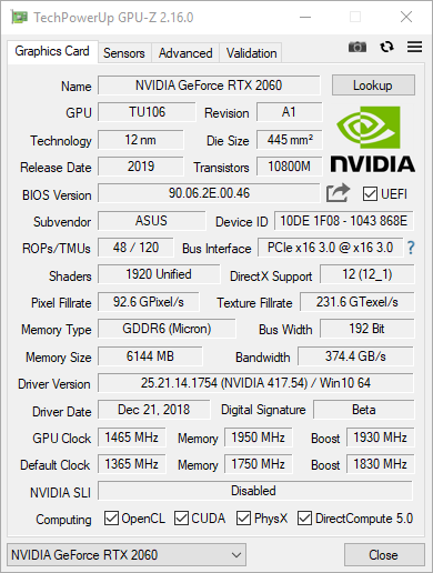 ASUS ROG STRIX GeForce RTX 2060 O6G GAMING - test karty graficznej
