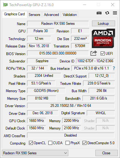 AMD Radeon RX 590 vs NVIDIA GeForce GTX 1060 GDDR5X - test kart graficznych