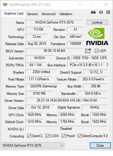 Test karty KFA2 GeForce RTX 2070 EX (1-Click OC). Azjatycka ofensywa