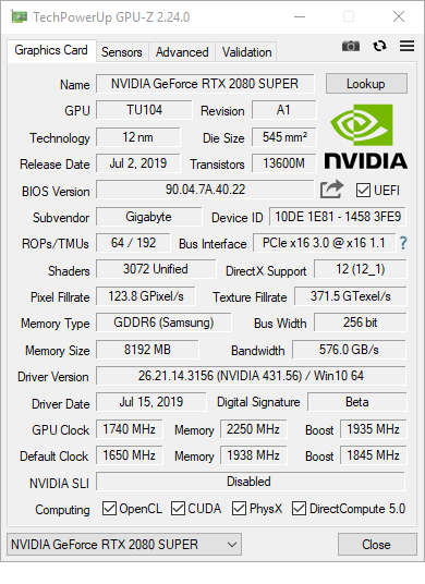 Test karty graficznej KFA2 GeForce RTX 2070 SUPER EX (1-Click OC)