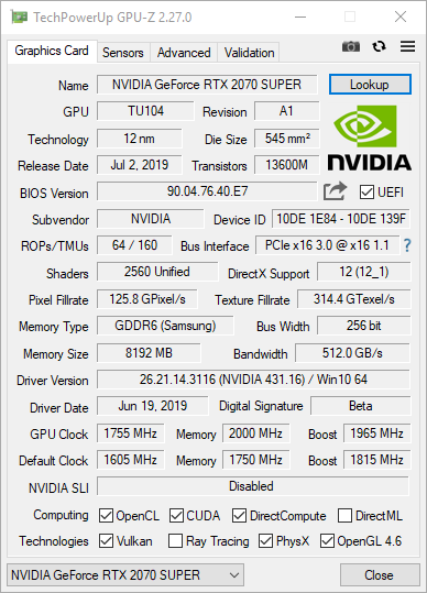 KFA2 GeForce RTX 2070 SUPER Work The Frames. Test barwnej karty graficznej
