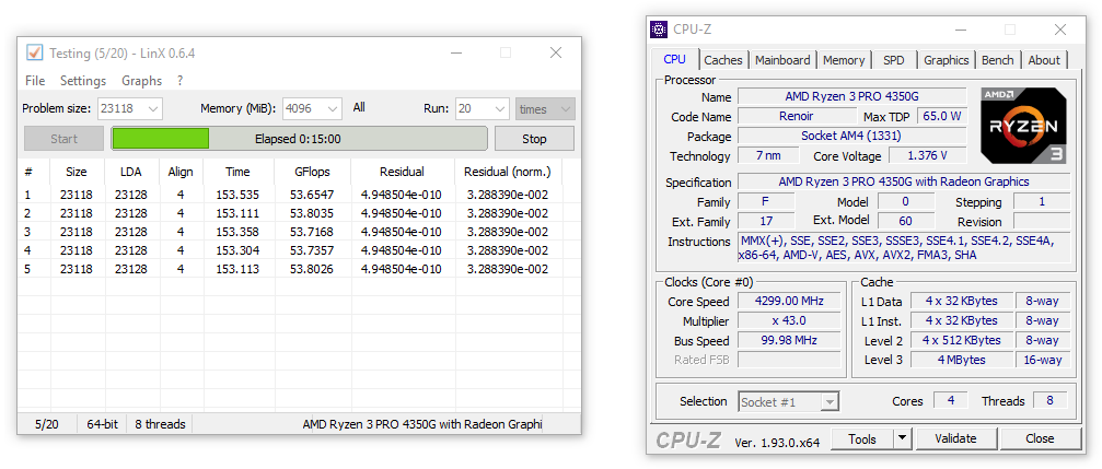 Test procesora AMD Ryzen 3 PRO 4350G - podkręcanie, maksymalne stabilne taktowanie