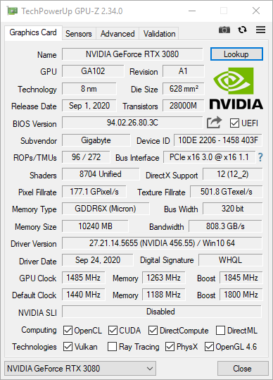 Test GIGABYTE GeForce RTX 3080 GAMING OC 10G. Solidnie podkręcone Ampere