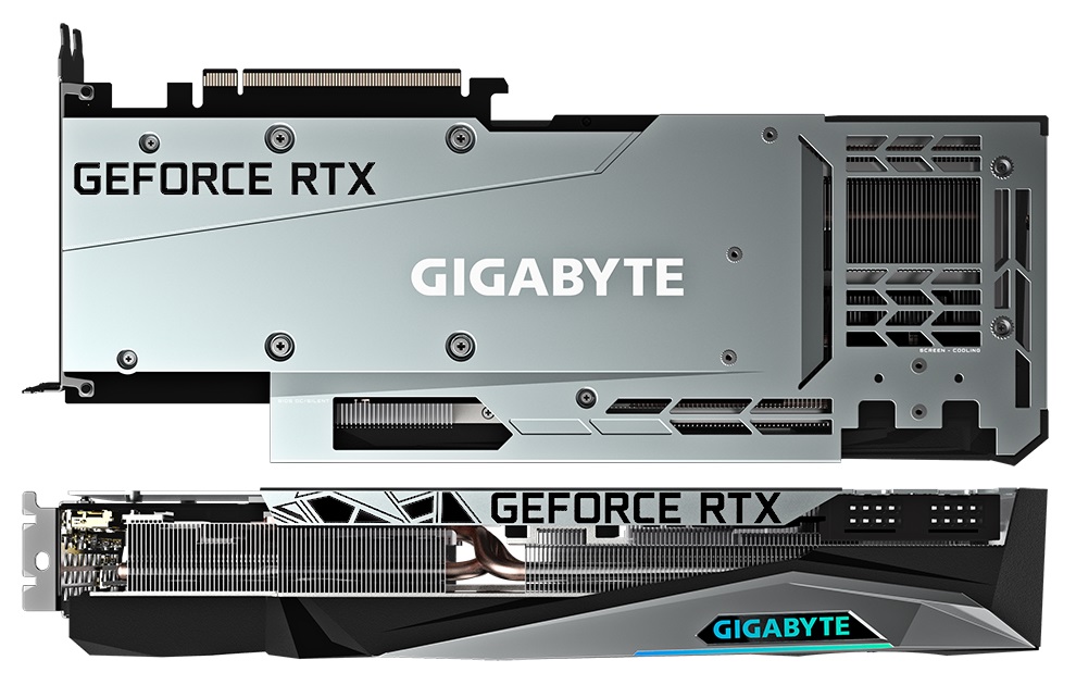 GIGABYTE GeForce RTX 3080 GAMING OC 10G - góra, backplate