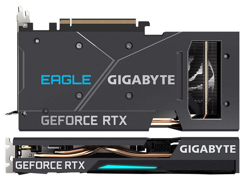 GIGABYTE GeForce RTX 3060 Ti EAGLE OC 8G - góra, backplate