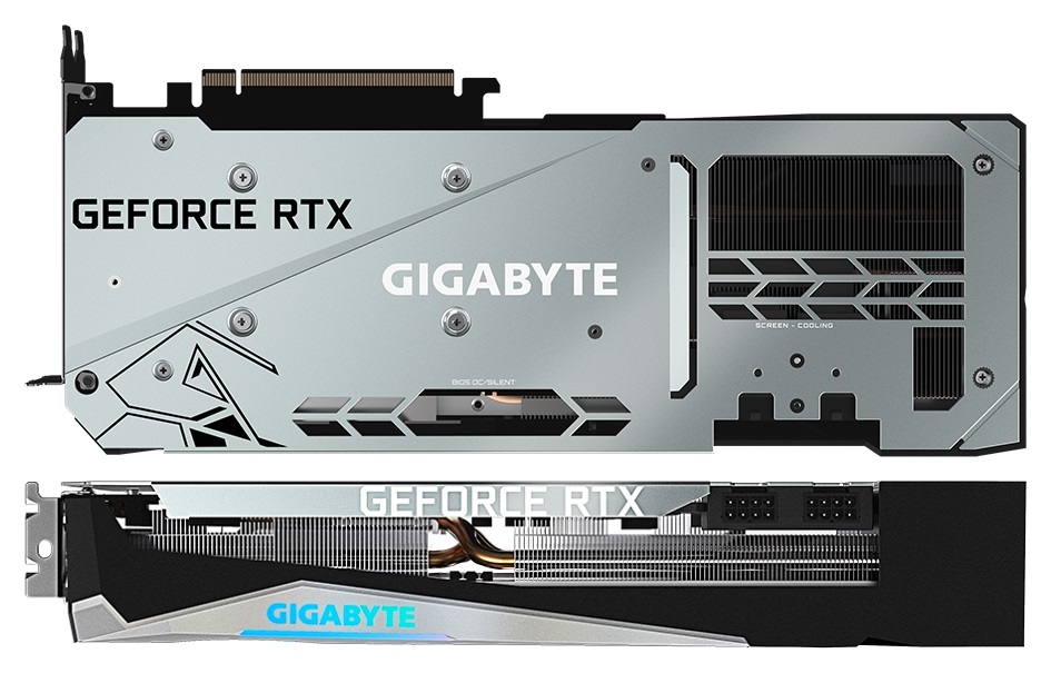 GIGABYTE GeForce RTX 3070 Ti GAMING OC 8G - góra, backplate