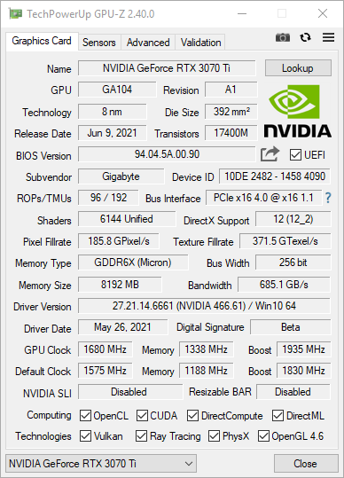 GIGABYTE GeForce RTX 3070 Ti VISION OC 8G. Test karty graficznej o ciekawym wyglądzie